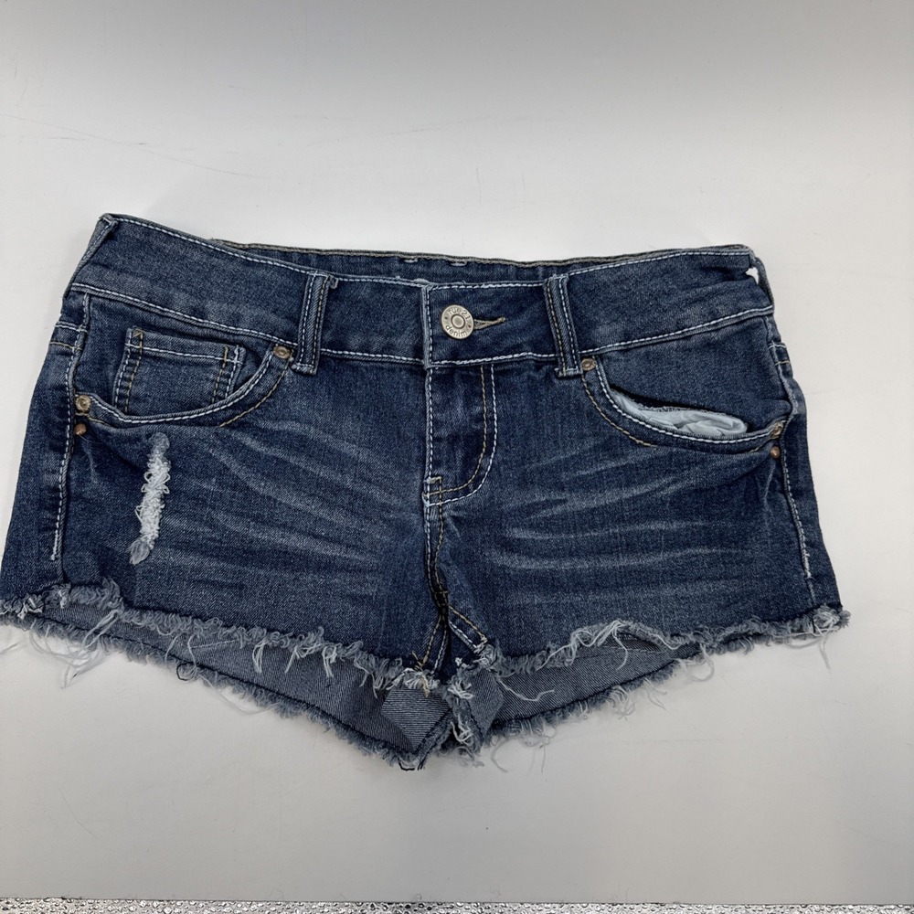 Rue 21 Womens Jean Shorts‎ Size 1/2 Blue Denim Cut offs Distressed